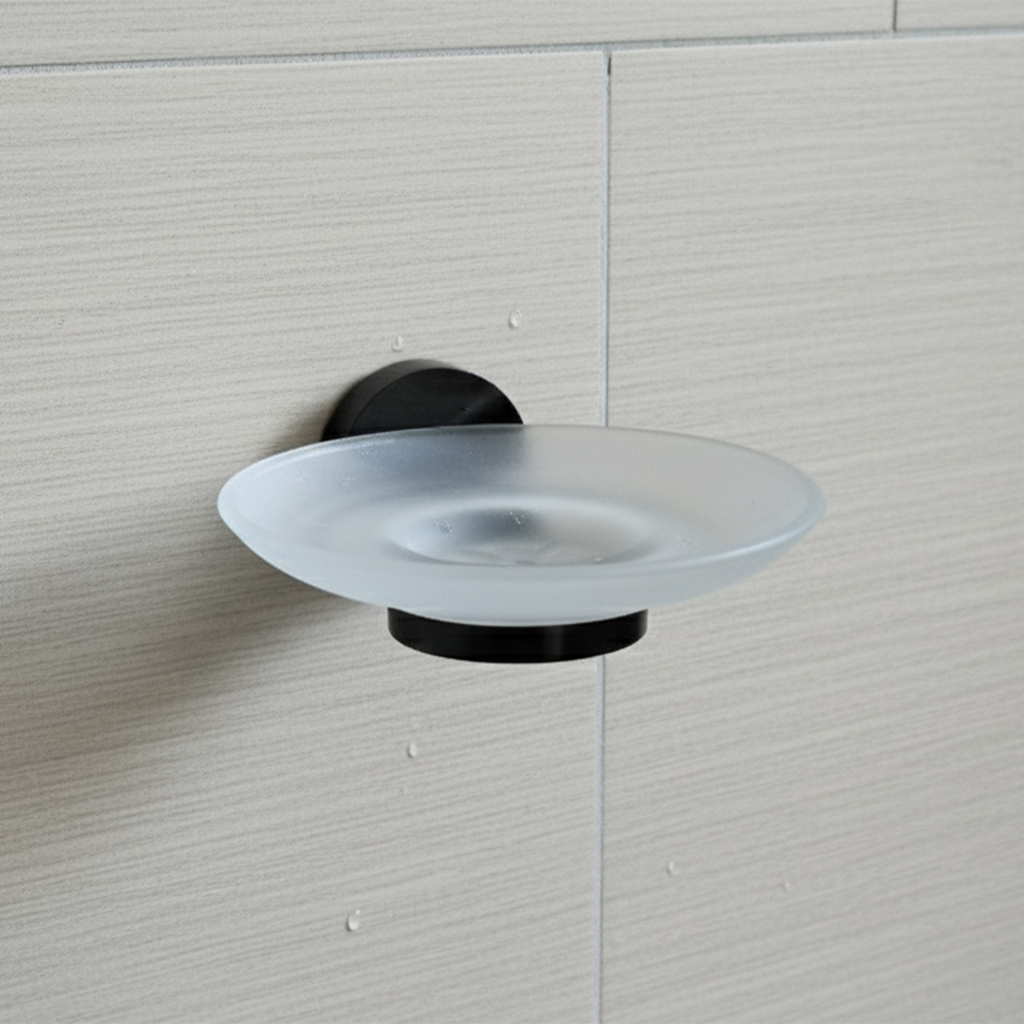 G-1412 GLASS SOAP DISH BRASS (PVD,BLACK) - Image 2