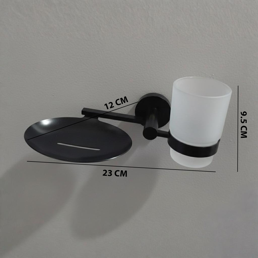 G-1414 SOAP DISH+GLASS TUMBLER HOLDER BRASS (PVD,BLACK) - Image 6