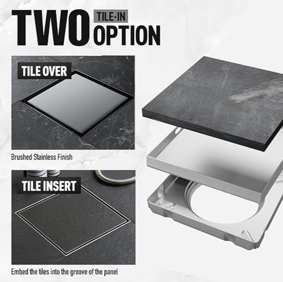 FD-02 Luxury 2-in-1 Invisible Square Shower Floor Drain(6X6) - Image 9