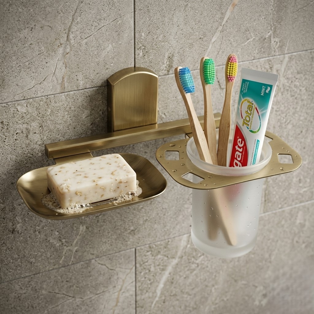 N-402 SOAP DISH+TUMBLER HOLDER(ANTIQUE) Stainless Steel (304) - Image 5