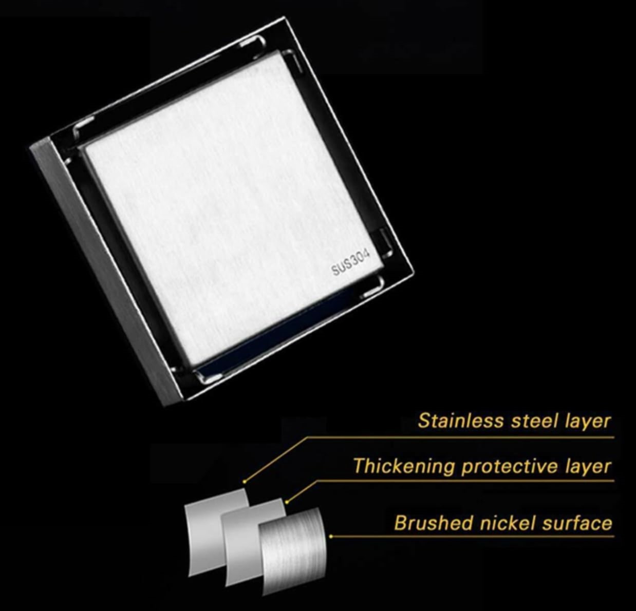 FD-02 Luxury 2-in-1 Invisible Square Shower Floor Drain(6X6) - Image 7