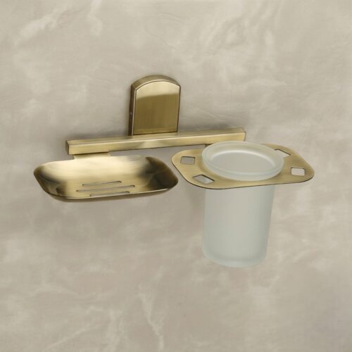 N-402 SOAP DISH+TUMBLER HOLDER(ANTIQUE) Stainless Steel (304)