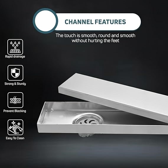 AFTM-21 Premium Brushed Steel Linear Drain (24") - Image 4